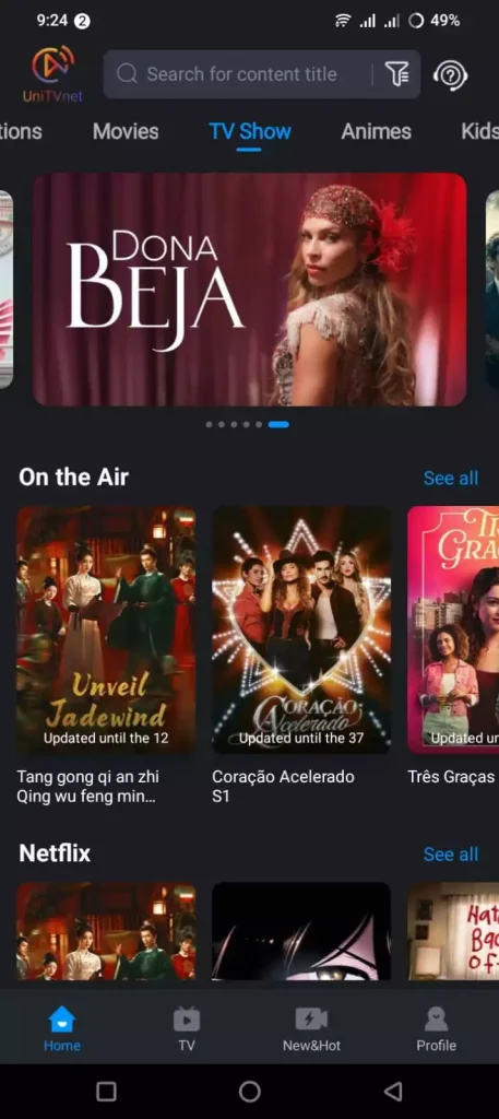UniTV App TV show